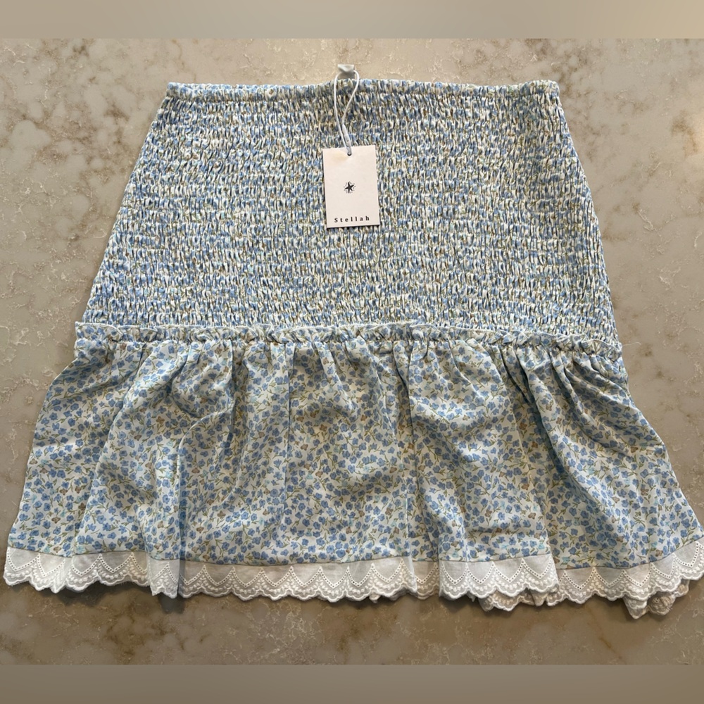 NWT Stellah NY smocked mini skirt size L